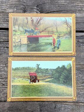Vintage Postcard Lot Transportation Motoring & Spring Sports Automobile C. 1911